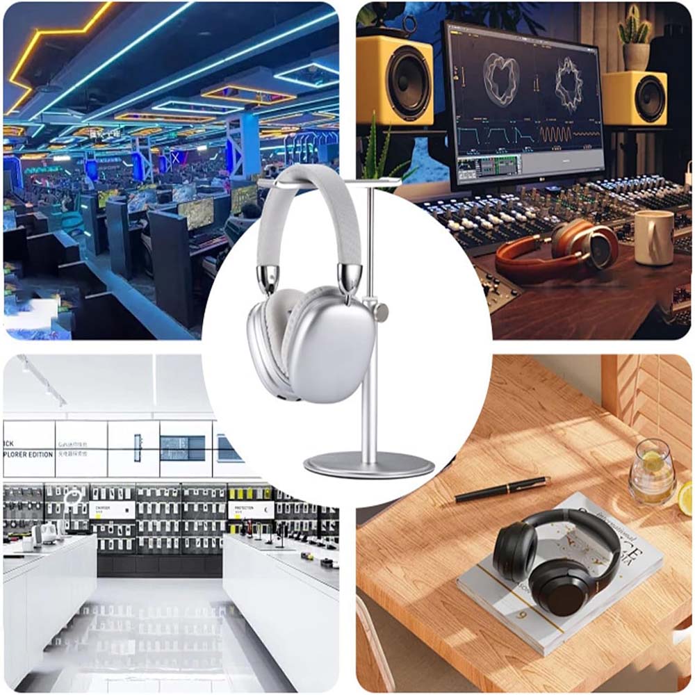 Adjustable Aluminum Headphone Stand - Anti-Slip Desktop Organizer with Shelf for Headsets & Accessories