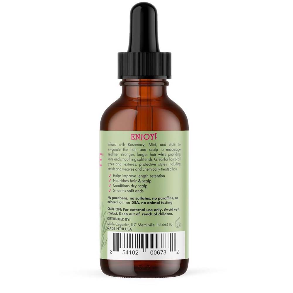 Mielle Organics Rosemary & Mint Hair Oil with Biotin – Strengthens, Moisturizes & Soothes Scalp, Promotes Longer, Healthier Hair (2 Fl Oz)