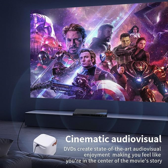 Portable Mini Projector | 1080P with 4K Ultra Clarity, Android 10.0, 5G Wi-Fi, Bluetooth, HDMI | Perfect for Home Cinema, Classroom, Office