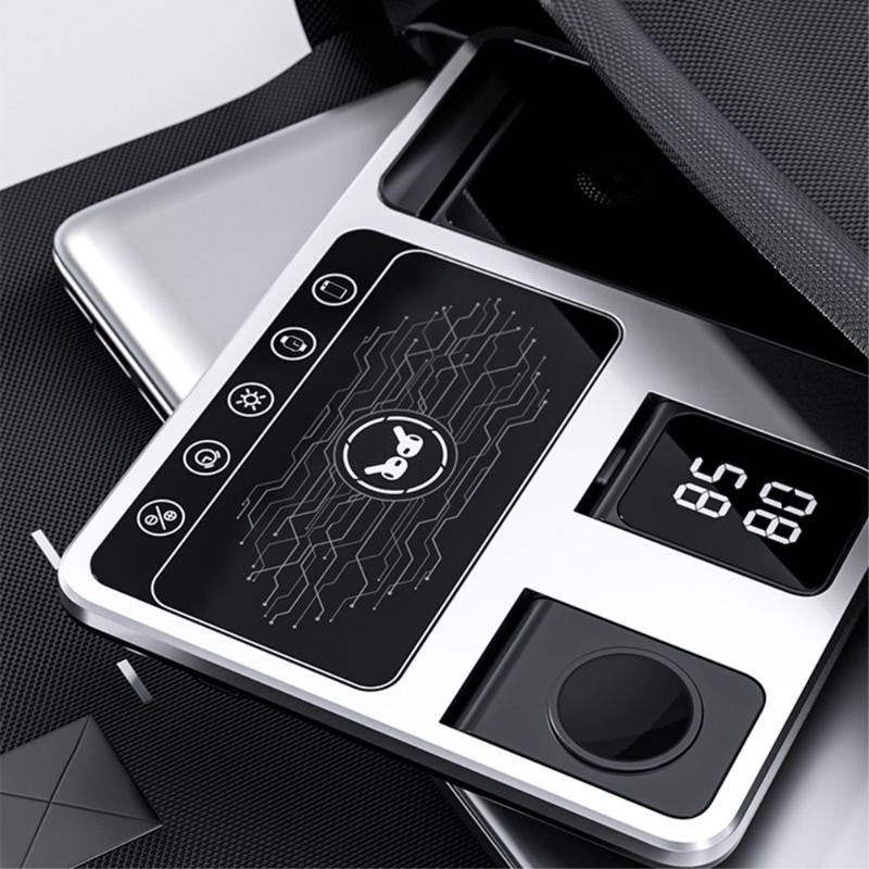 R11 Multifunctional 4-in-1 Wireless Charger – Folding Portable Charging Station with Digital Display and Time Function