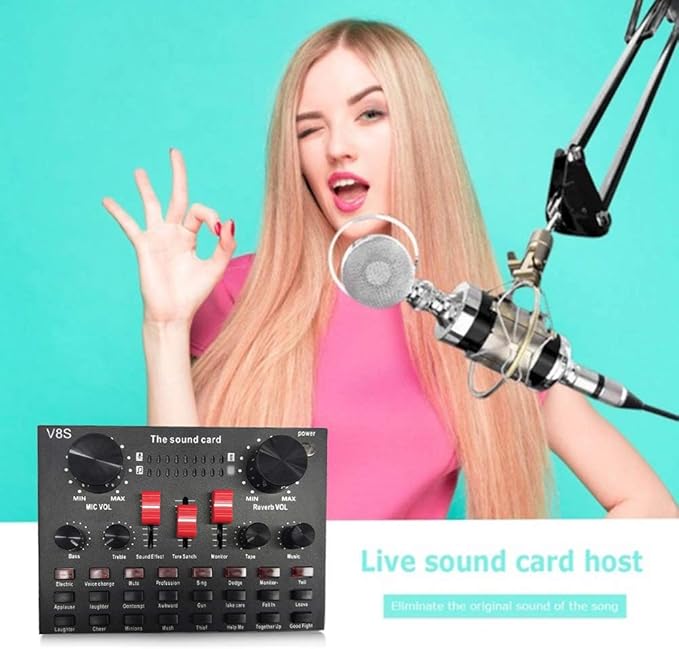 V8S Live Streaming Sound Adapter – Multi-Function High Sound Quality Phone Lap Microphone Compatible Adapter