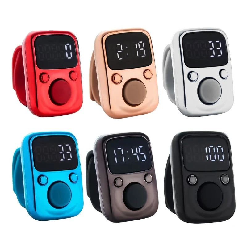 Digital LED Hand Tally Counter - Rechargeable Electronic Clicker with Luminous Display | Compact and Portable Finger Counter for Prayer, Stitch Marking, and Counting Tasks | Durable & Lightweight | Black