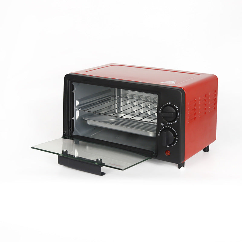 Multi-Function Electric Oven | 12L Mini Air Fryer Chicken Oven | Portable Tabletop Baking Oven with Bakeware & Rack | High-Temperature Mini Cake Oven for Home & Commercial Use (Red)