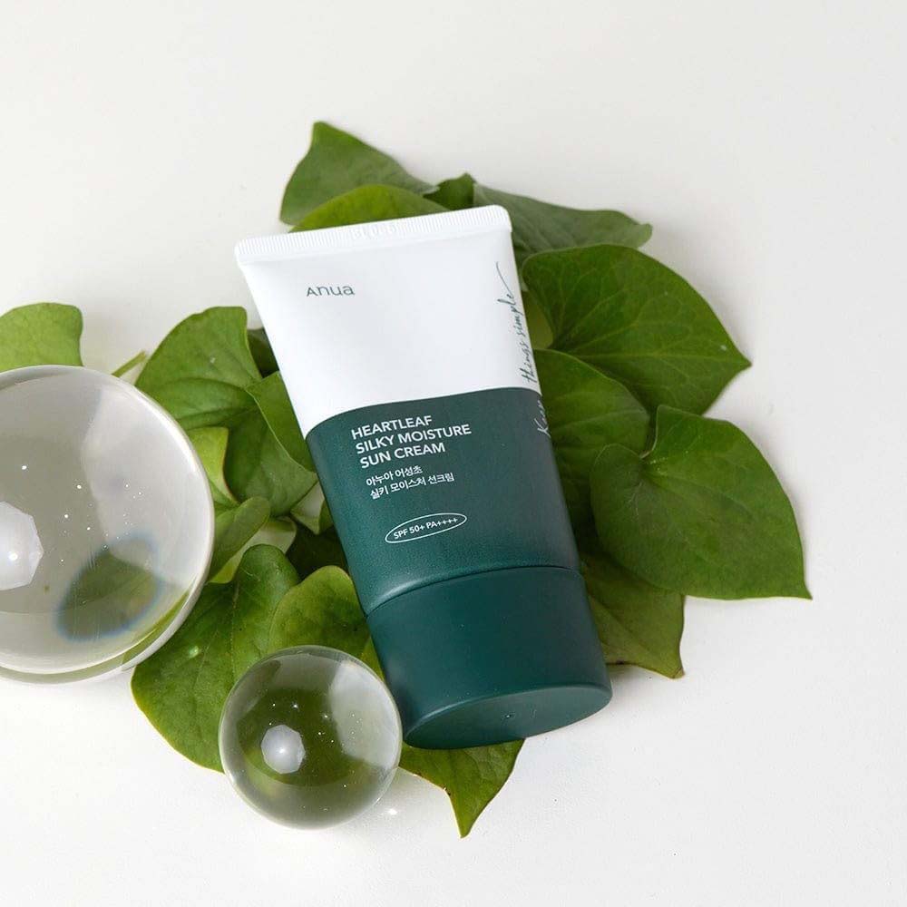 Anua Heartleaf Silky Moisture Sun Cream SPF 50+ PA++++ – Lightweight Hydrating Korean Sunscreen with Soothing Heartleaf Extract, 50ml
