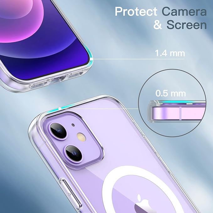 MagSafe Compatible Magnetic Phone Case with Camera Control | Military-Grade Shock Protection for iPhone 12, 12 Mini, 12 Pro, 12 Pro Max – Includes Free Screen Protector