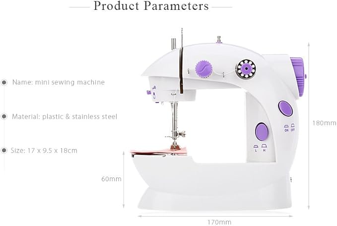 Sewing Machine for Beginners | Kids Handheld Portable Electric Mini Sewing Machine with Extension Table & Dual Speed | Crafting & Mending Machine with Lights & Foot Pedal for Household Use