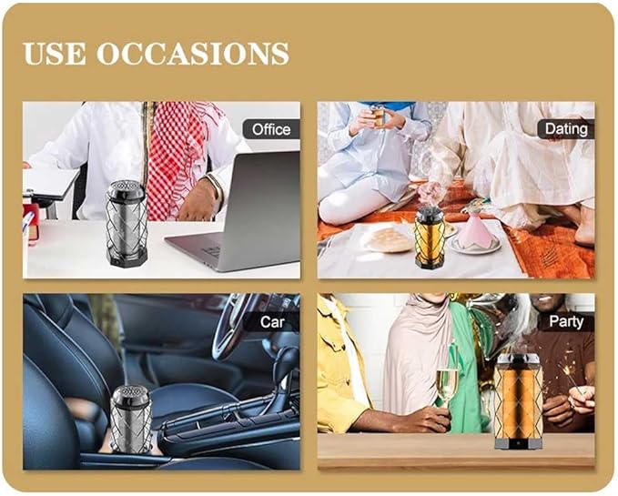 Elegant USB Rechargeable Incense Burner – Portable Oud and Bakhoor Burner for Home, Office, and Car (Grey)