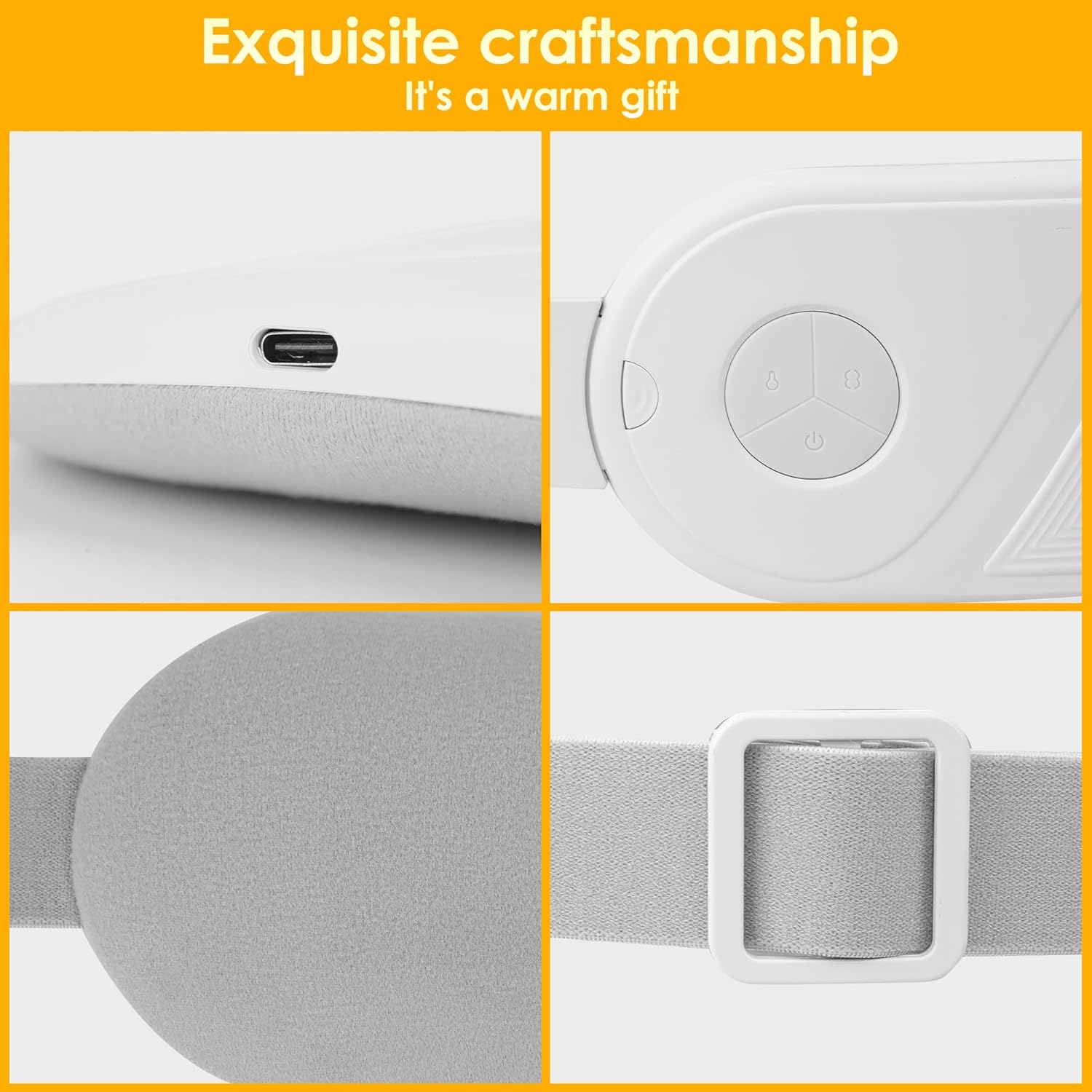 Electric Heating Pad for Cramps - Upgraded Portable Cordless Heating Pad with Adjustable Heat, Soft White Design