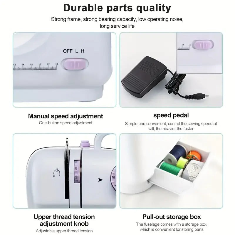 European Standard Home Sewing Machine - 2-Speed, Front/Back Stitch, Thick Fabric Locking, Night Light & Guide Locking Eye