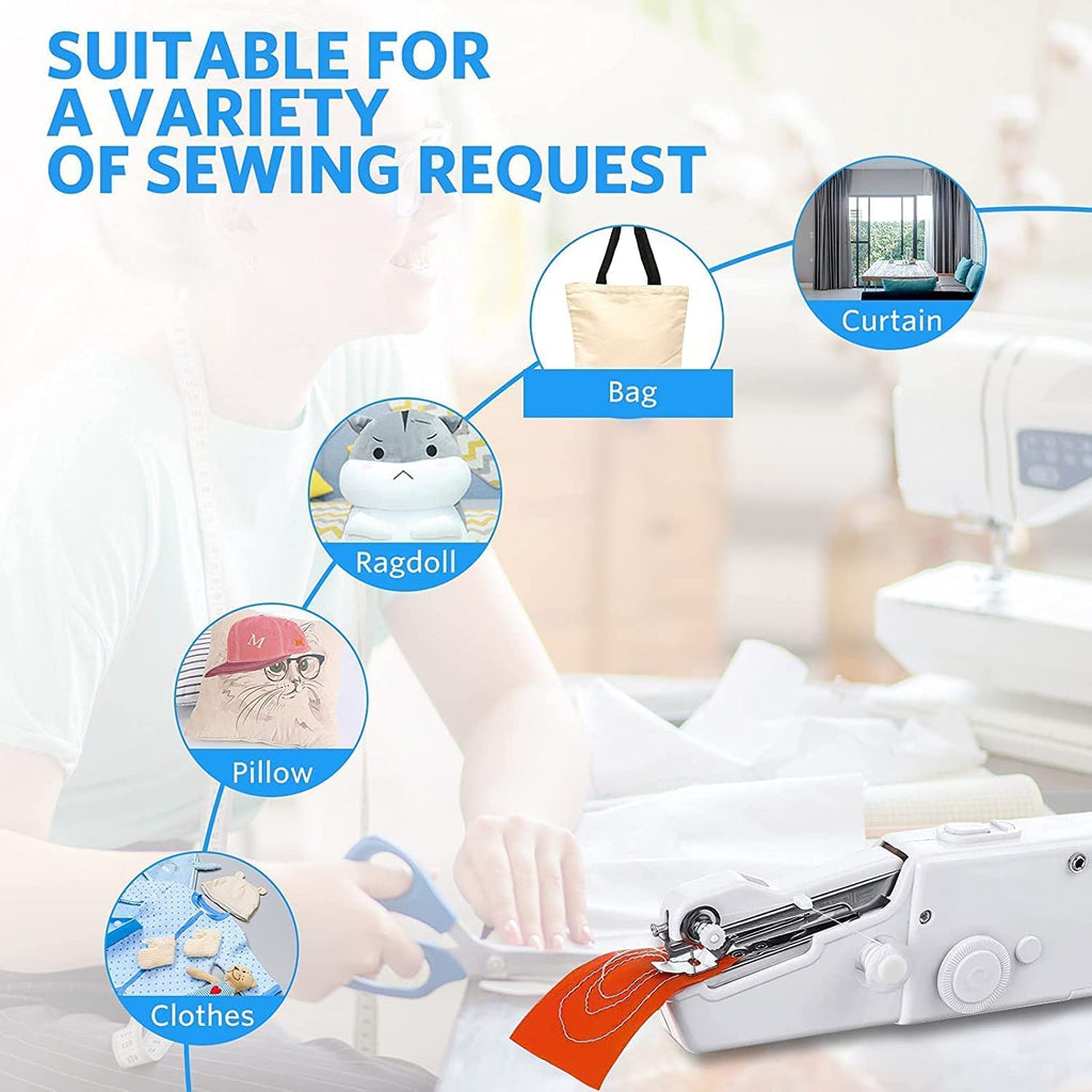 Mini Portable Handheld Sewing Machine - Cordless Electric Quick Stitch Tool for Fabric, Clothing & Travel Repairs