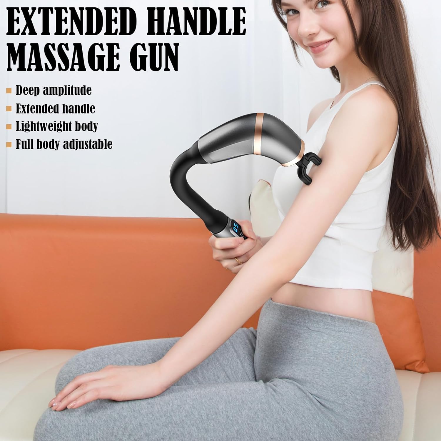Extended Handle Massage Gun – Long Handheld Deep Tissue Massager for Full-Body Relief (Multi)