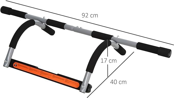 Multifunctional Door Pull-Up Bar | Steel and Foam Training Bracket for Home Workouts | Black and Grey