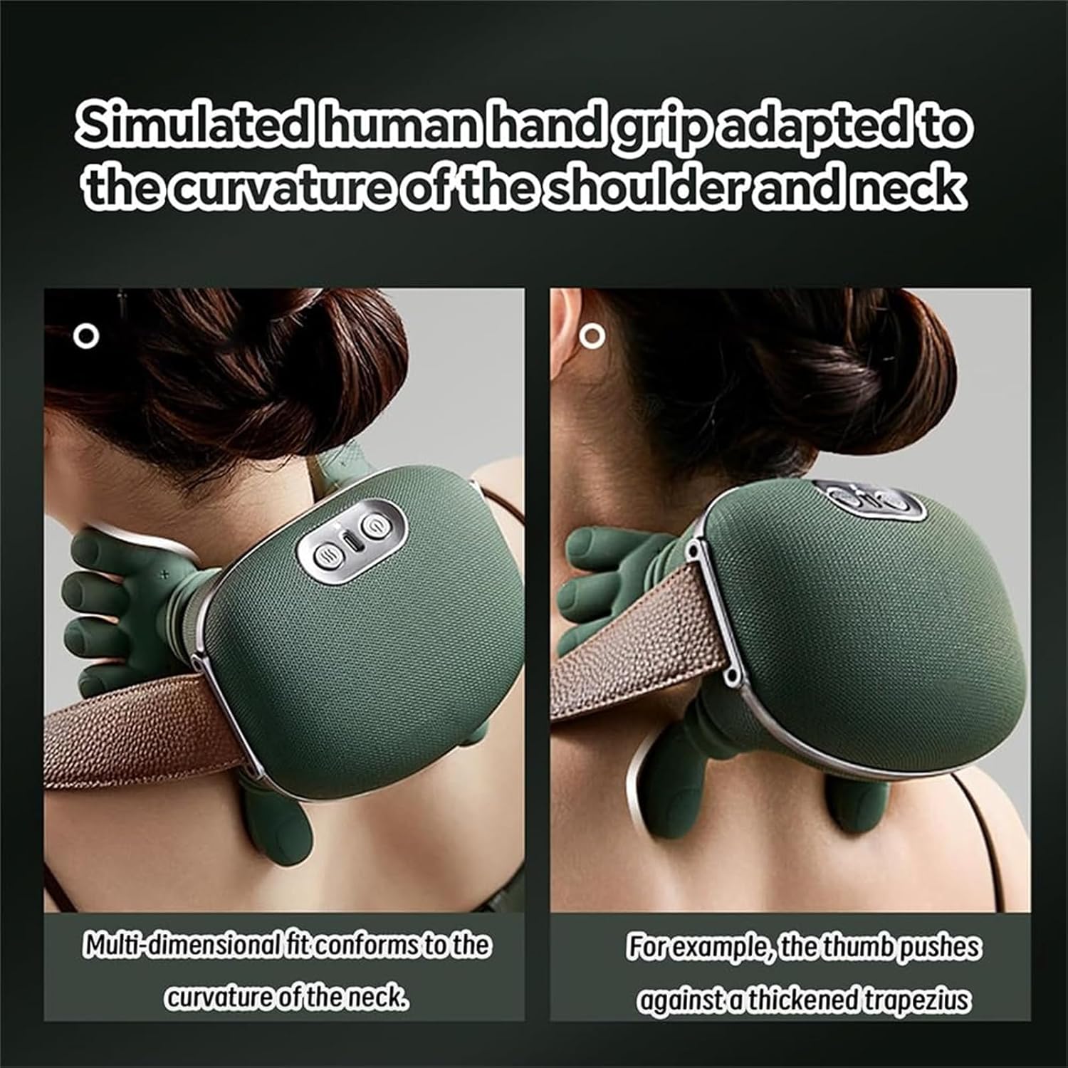 Master Hand Neck & Shoulder Massager with Heat. 3-mode , 2 temp levels & cordless design for back & legs. Green.