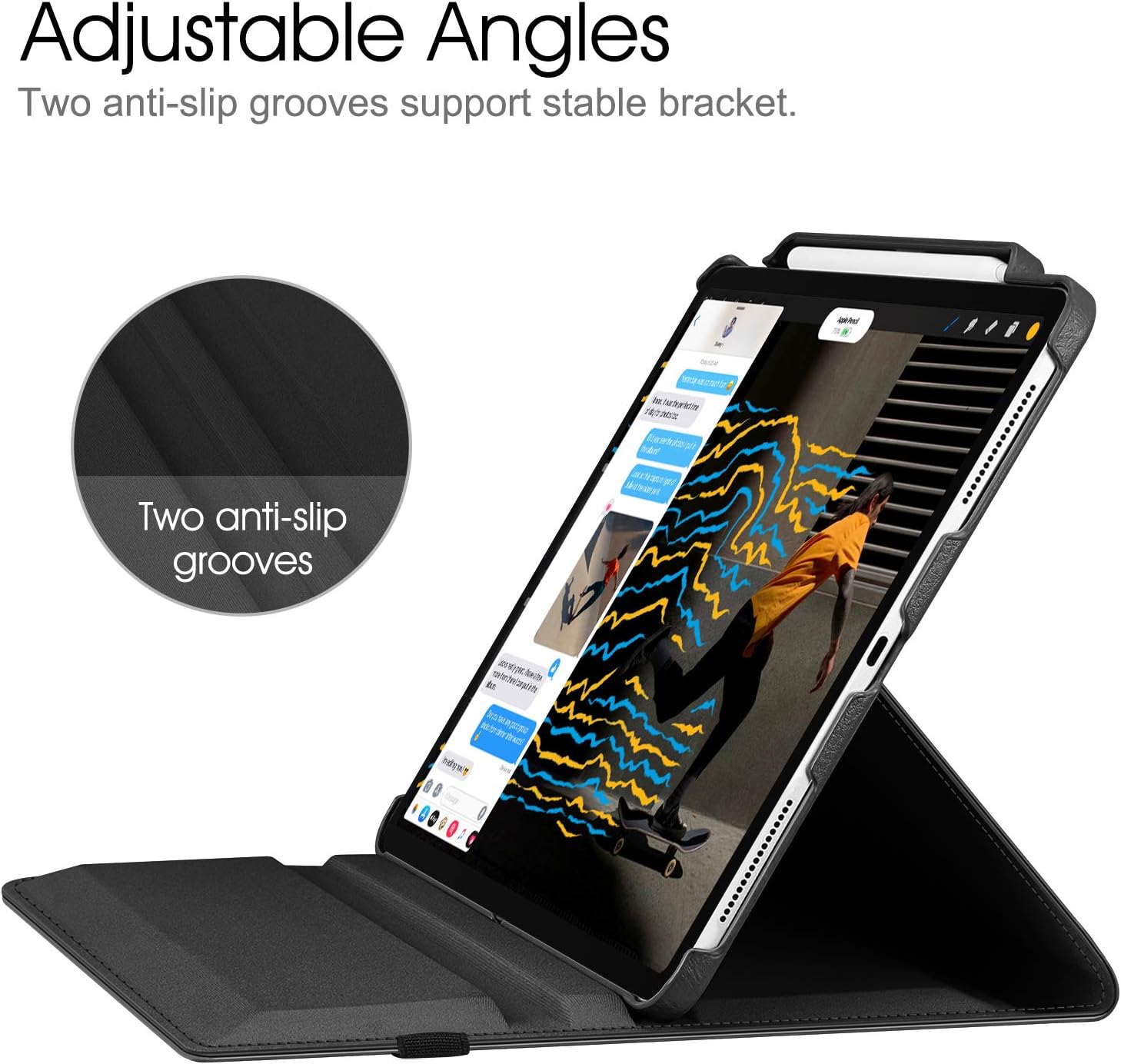 360° Rotating Case for iPad Pro 12.9" (2018-2022) - Auto Sleep/Wake Cover with Pencil Holder & Multi-Angle Stand ( Multi Colour)