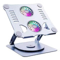 Adjustable Aluminum Desktop Laptop Stand with Cooling Fan, Foldable Minimalist Design, Ergonomic Portable Laptop Stand for Work & Study