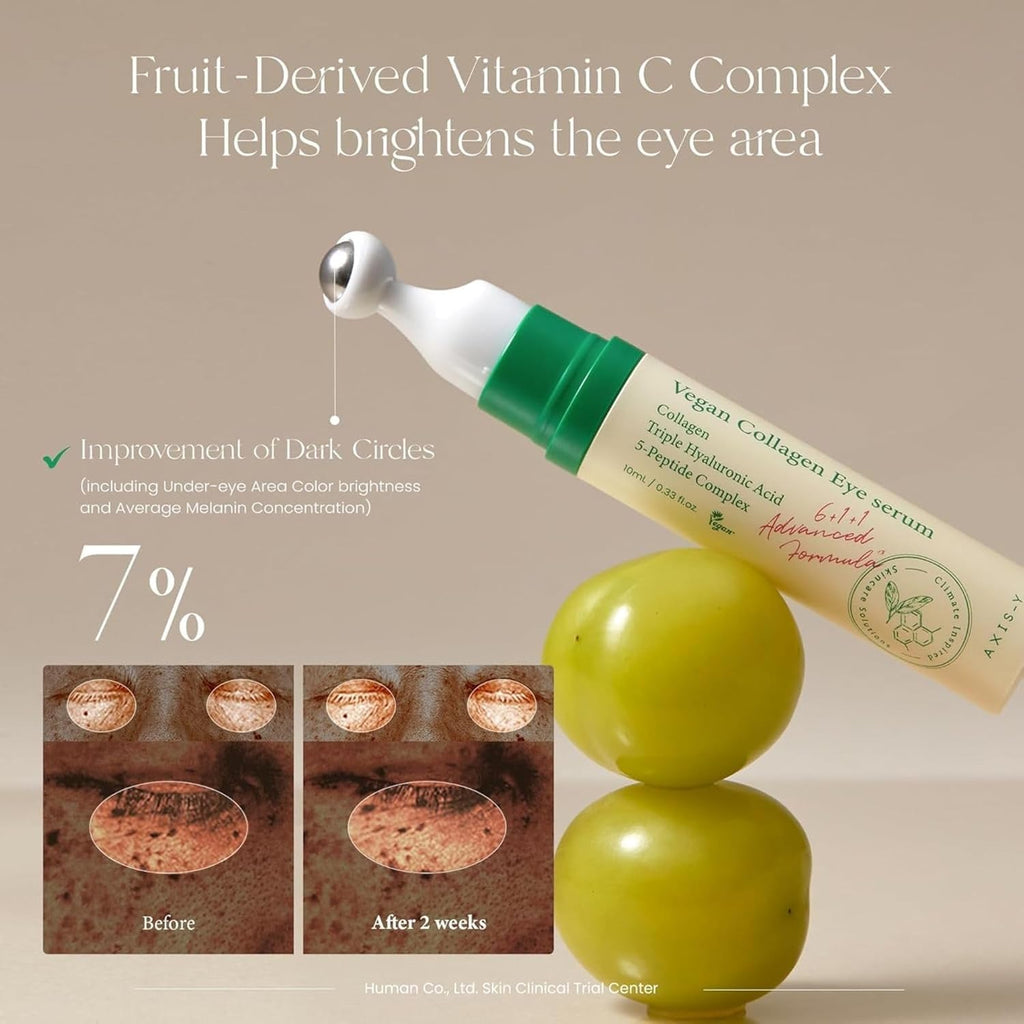 AXIS-Y Vegan Collagen Eye Serum – Korean Eye Treatment with Triple Hyaluronic Acid & Peptides, Reduces Fine Lines, Dark Circles & Boosts Elasticity