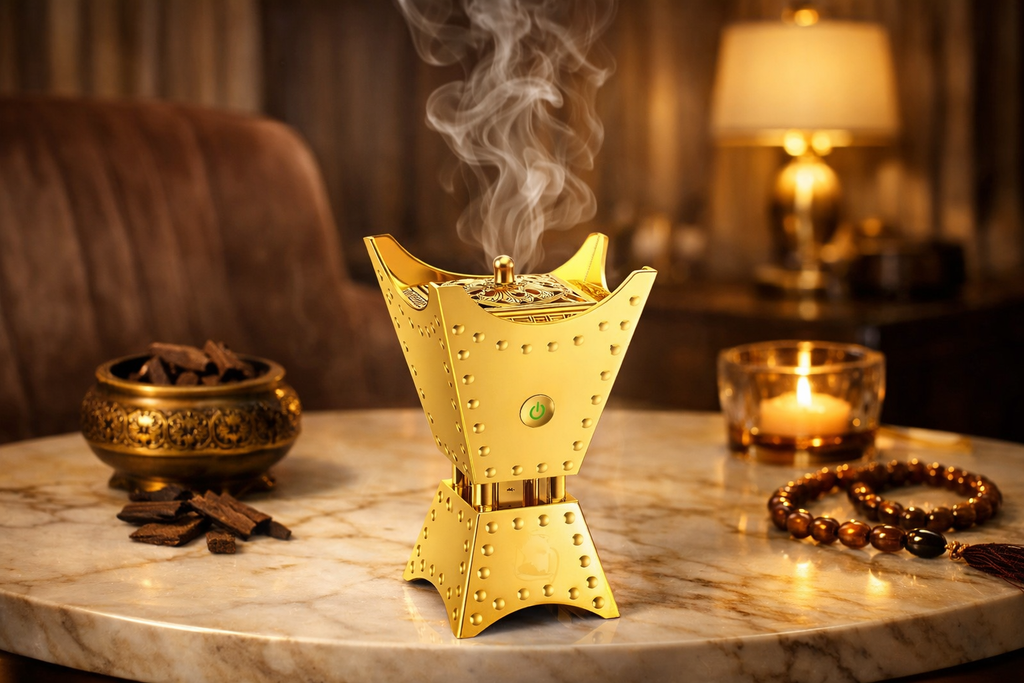 Luxury Electric Bakhoor Burner – USB Rechargeable Portable Oud Incense Burner