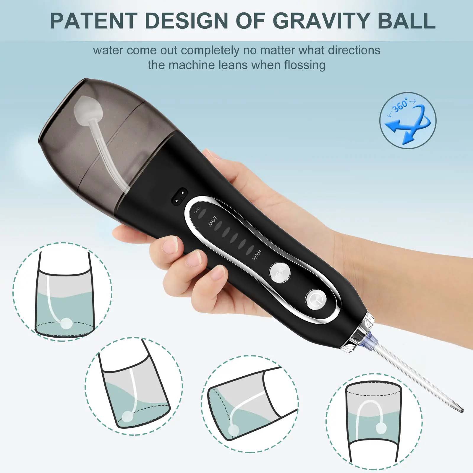 Portable Dental Water Flosser with Bag – Rechargeable Oral Irrigator for Clean Teeth, Ideal for Home and Travel, IPX7 Waterproof