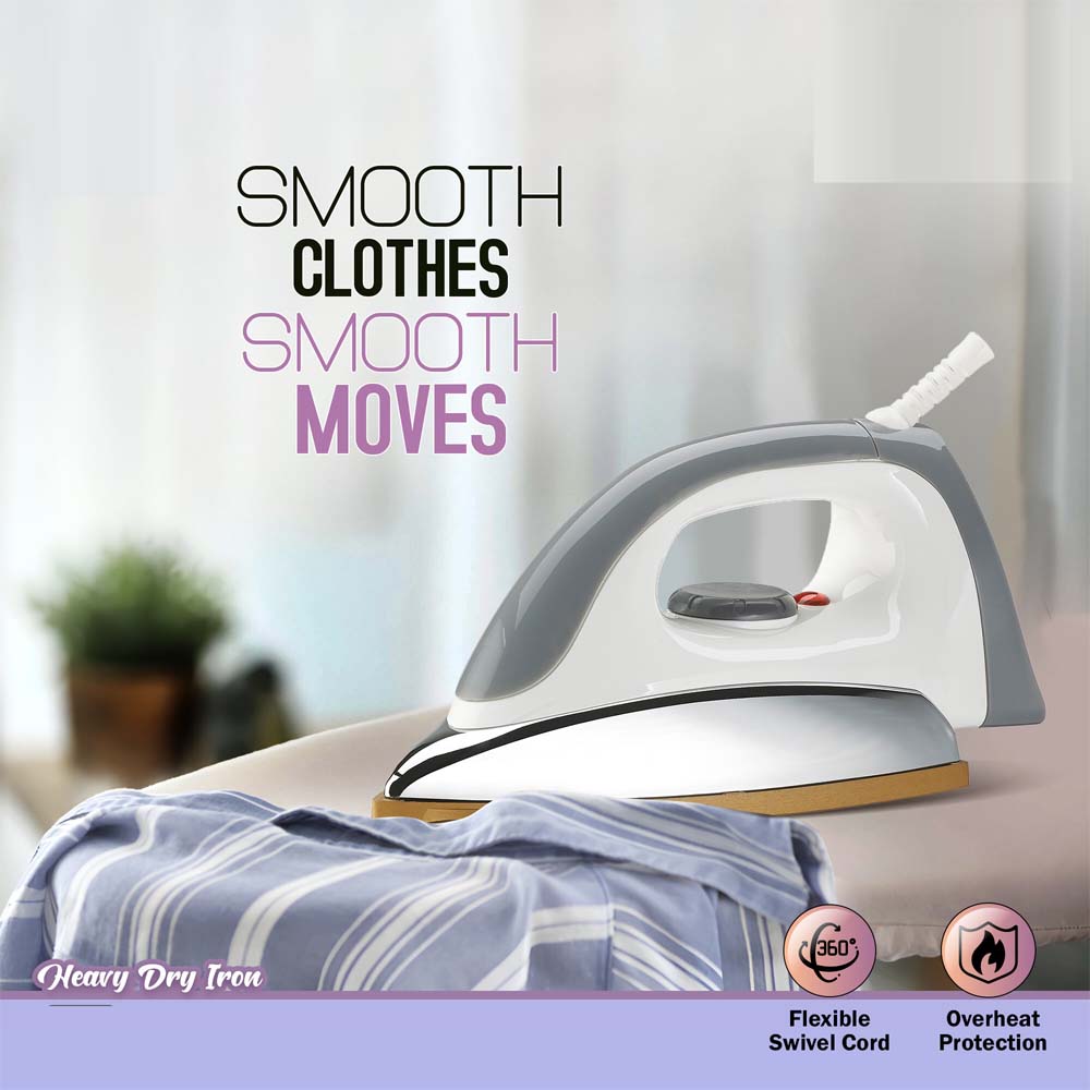 MHI-83 Automatic Dry Iron - 1800W with Ceramic Soleplate, Auto Shut-Off & Vertical Steam