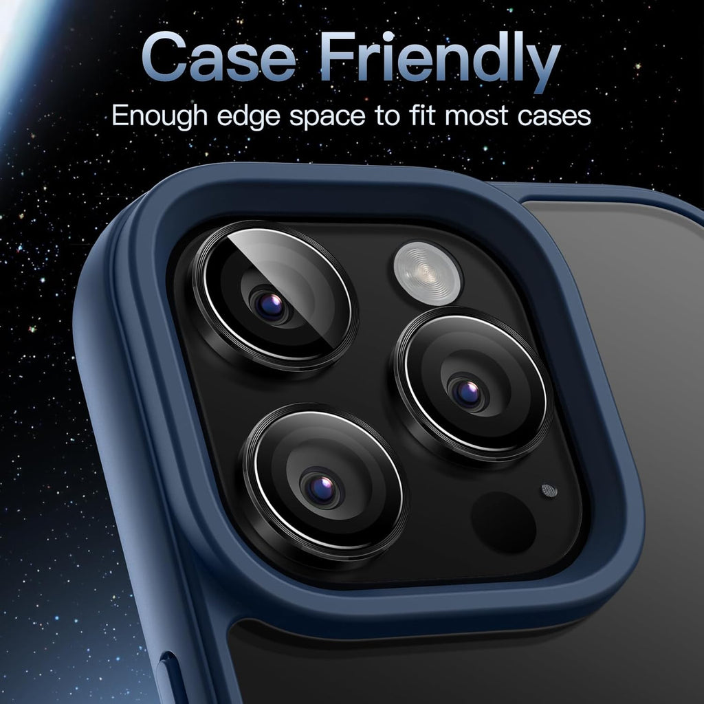 iPhone 16/17 Pro Max Camera Lens Protector - 3-Pack 9H Tempered Glass with Aluminum Alloy Ring, Anti-Scratch HD Cover (Black)
