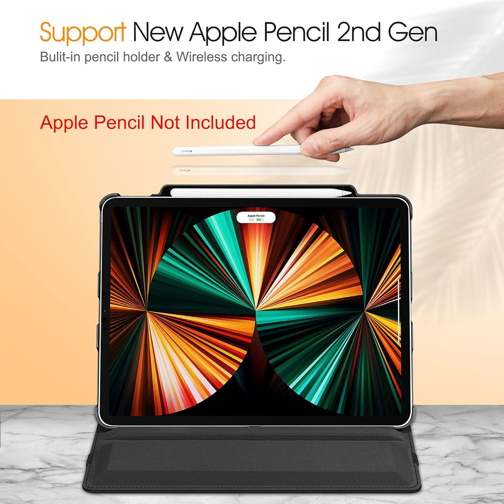 360° Rotating Case for iPad Pro 12.9" (2018-2022) - Auto Sleep/Wake Cover with Pencil Holder & Multi-Angle Stand ( Multi Colour)