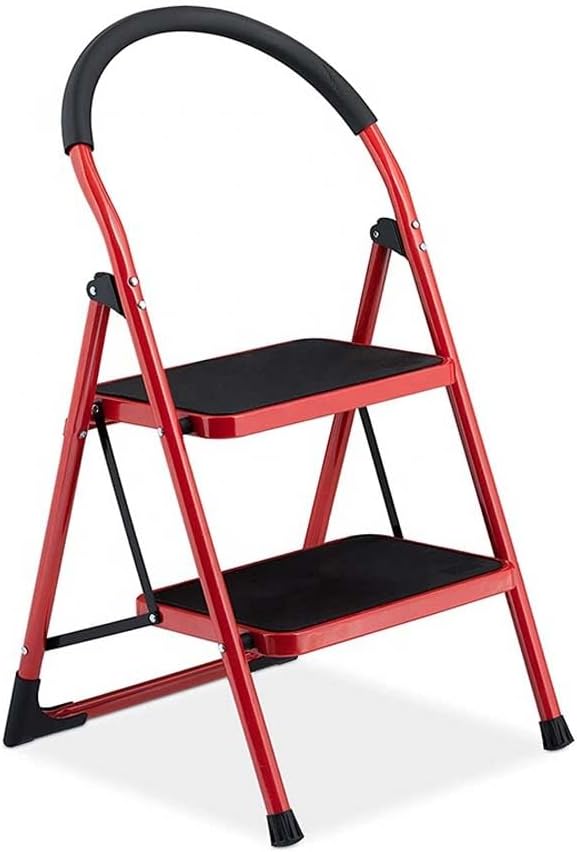 Hot Favorable Price 2-Step Home Mini Red Stairs | Folding Wrought Iron Ladder | Compact and Durable for Household Use