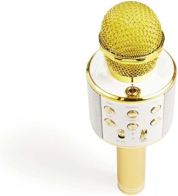 Golden Wireless Karaoke Microphone | Bluetooth, AUX, USB Connection | Ideal for Children and Adults | 5.5 Hours Battery Life