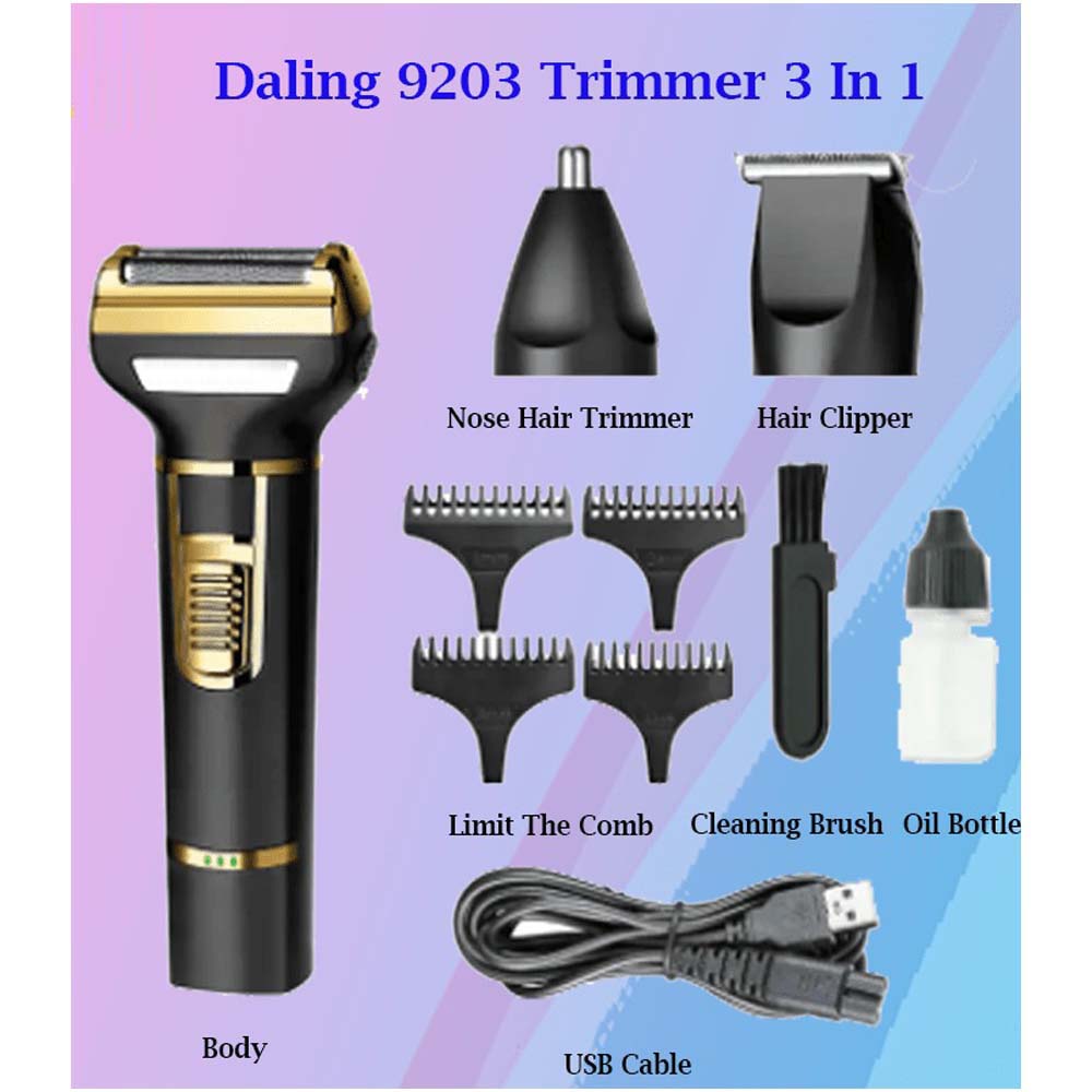 3-in-1 Professional Hair Clippers for Men - Electric Hair Clipper, Nose Trimmer, and Eyebrow Grooming Kit with Durable Stainless Steel Design