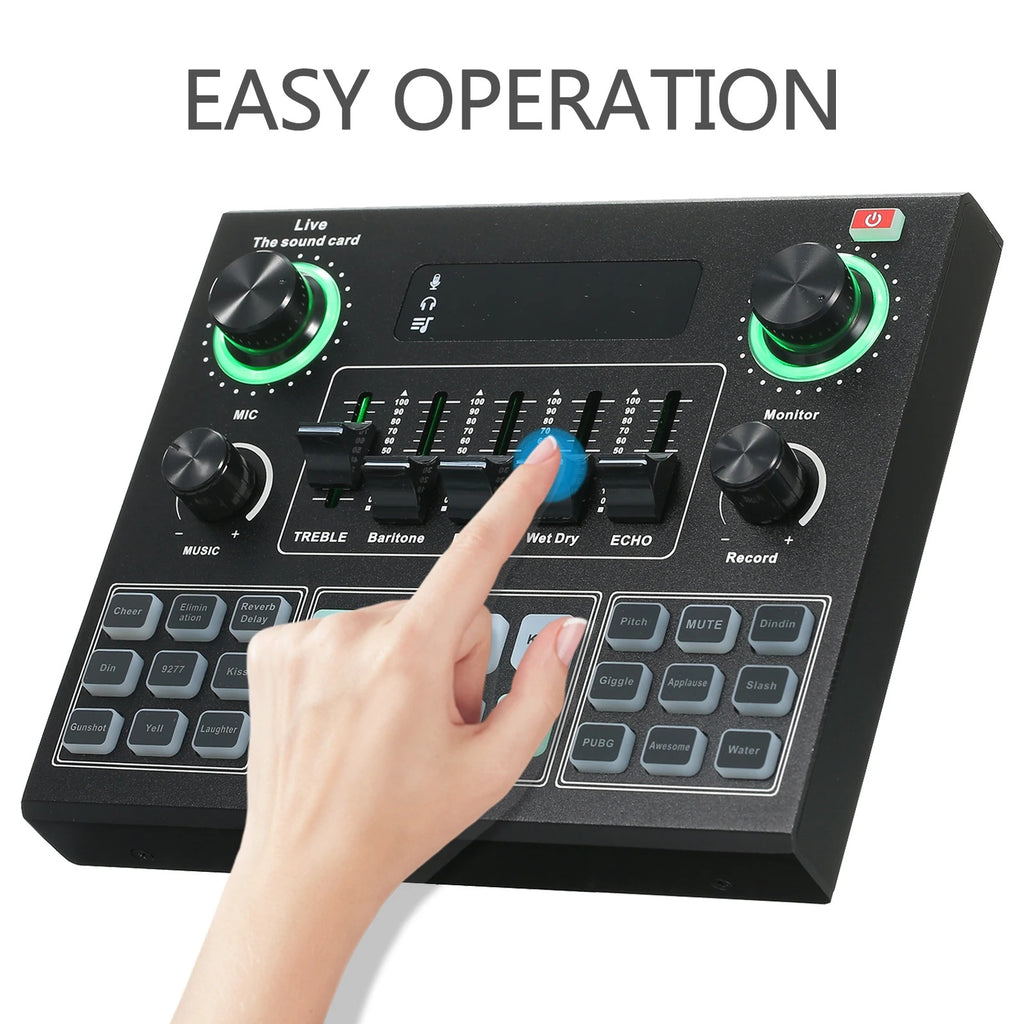 V9 Live Sound Card BT – Audio Accompanying Mixer with Sound Effects for Broadcast Recording and Network Singing on Mobile Phones