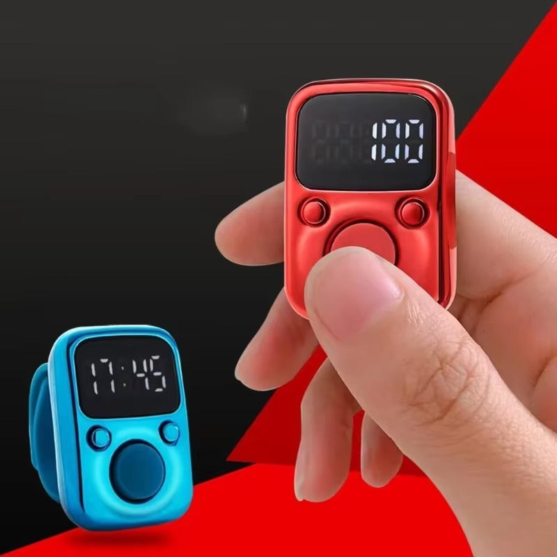 Digital LED Finger Tally Counter - Rechargeable Luminous Electronic Clicker for Prayer, Stitch Marker, and Counting Tasks | Compact Handheld Counter with Adjustable Strap & Bright LED Display | Durable and Lightweight Design in Vibrant Red Finish