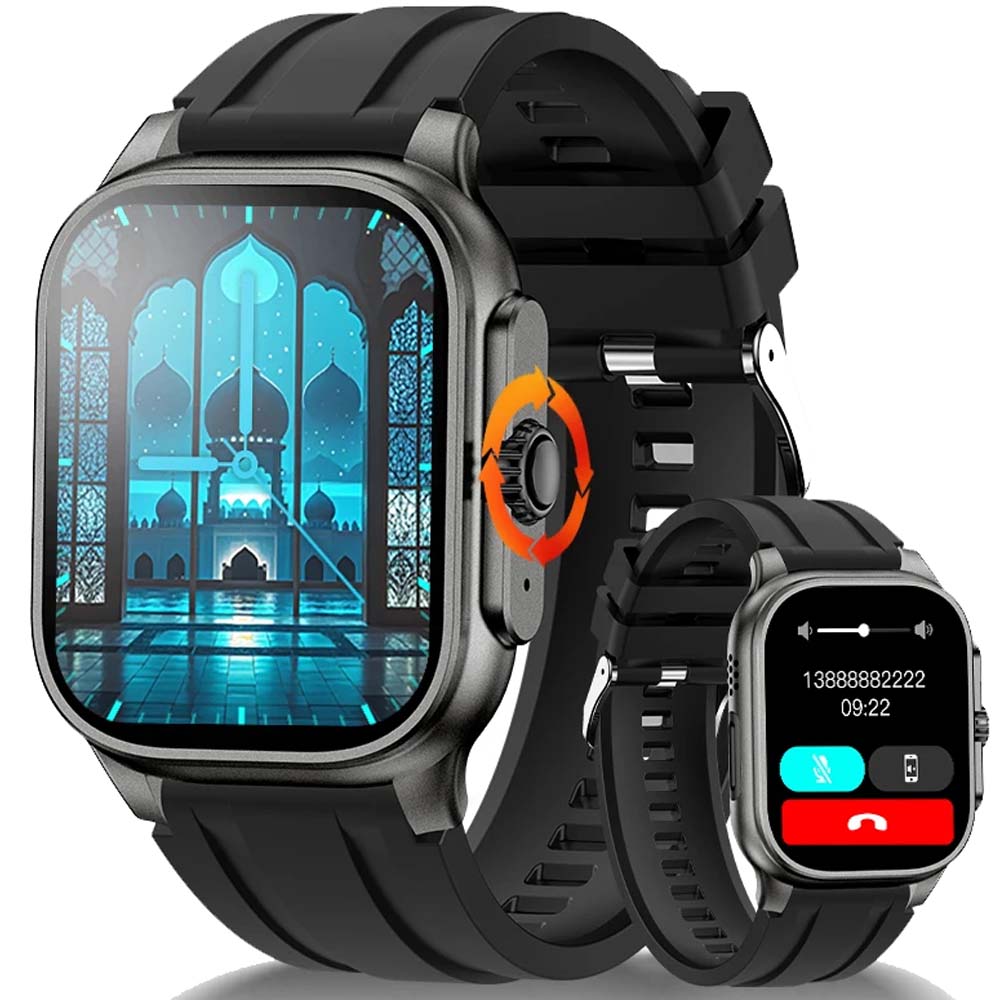 M77 Max Islamic Smartwatch. Full Quran Audio & Azan, 1.85" AMOLED Bluetooth Calling, Qibla Compass, Tasbih Counter, IP68 Waterproof.