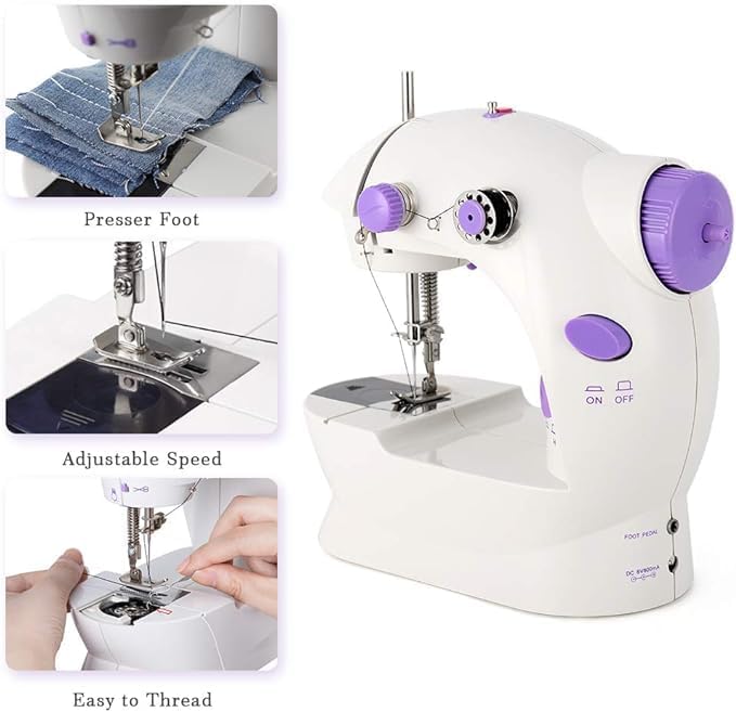 Beginner-Friendly Mini Electric Sewing Machine – Portable, Dual-Speed Crafting and Mending