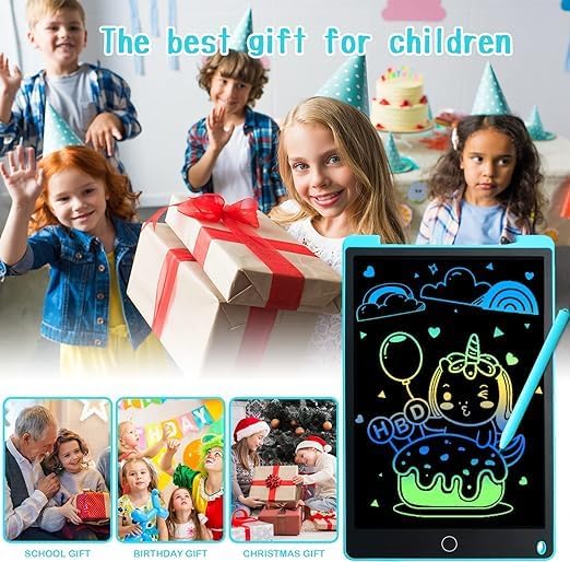 12 Inch LCD Writing Tablet | Magnetic Drawing Pad for Kids | Educational Doodle Board Toy for 2-6+ Year Olds | Blue
