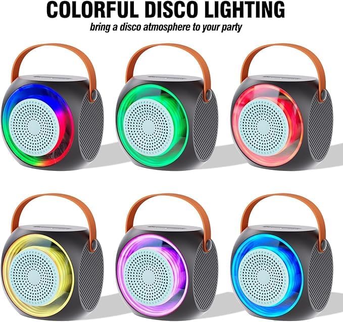 All-In-One Karaoke Machine – Bluetooth Speaker with UHF Wireless Microphones and Disco Ball LED Lights