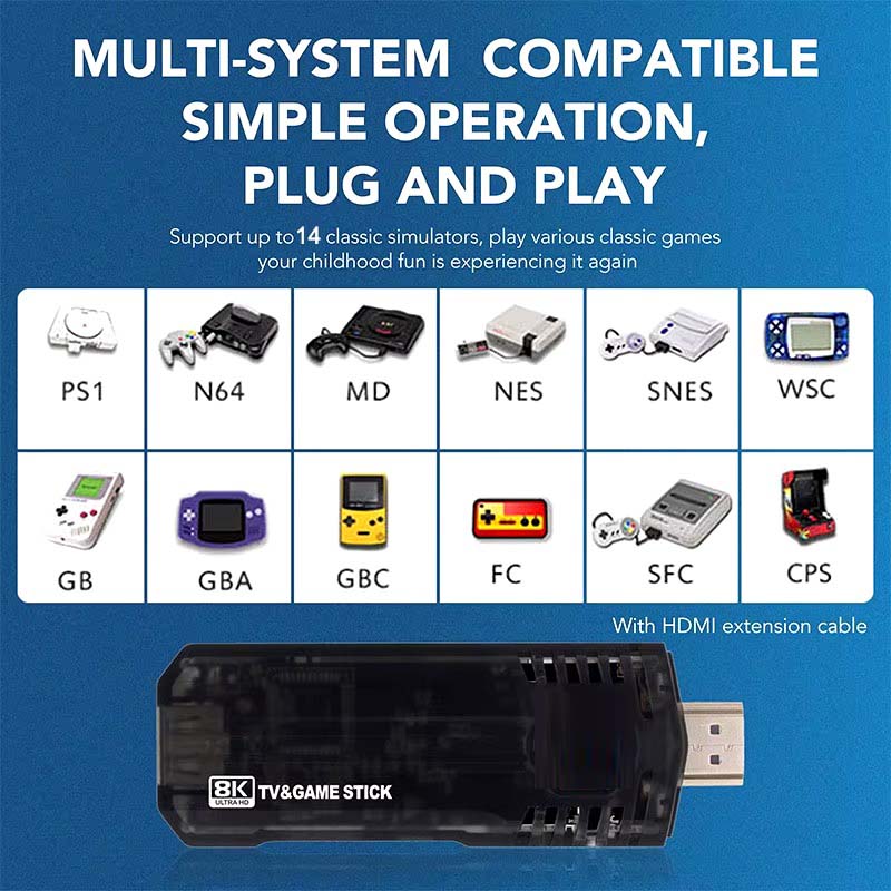 X8 Android TV Box 8K HDR | Game Console Double System | 10,000+ Classic Games | Dual Controller Support | Android TV Stick with Chromecast, Google Assistant | 5G WiFi Compatible