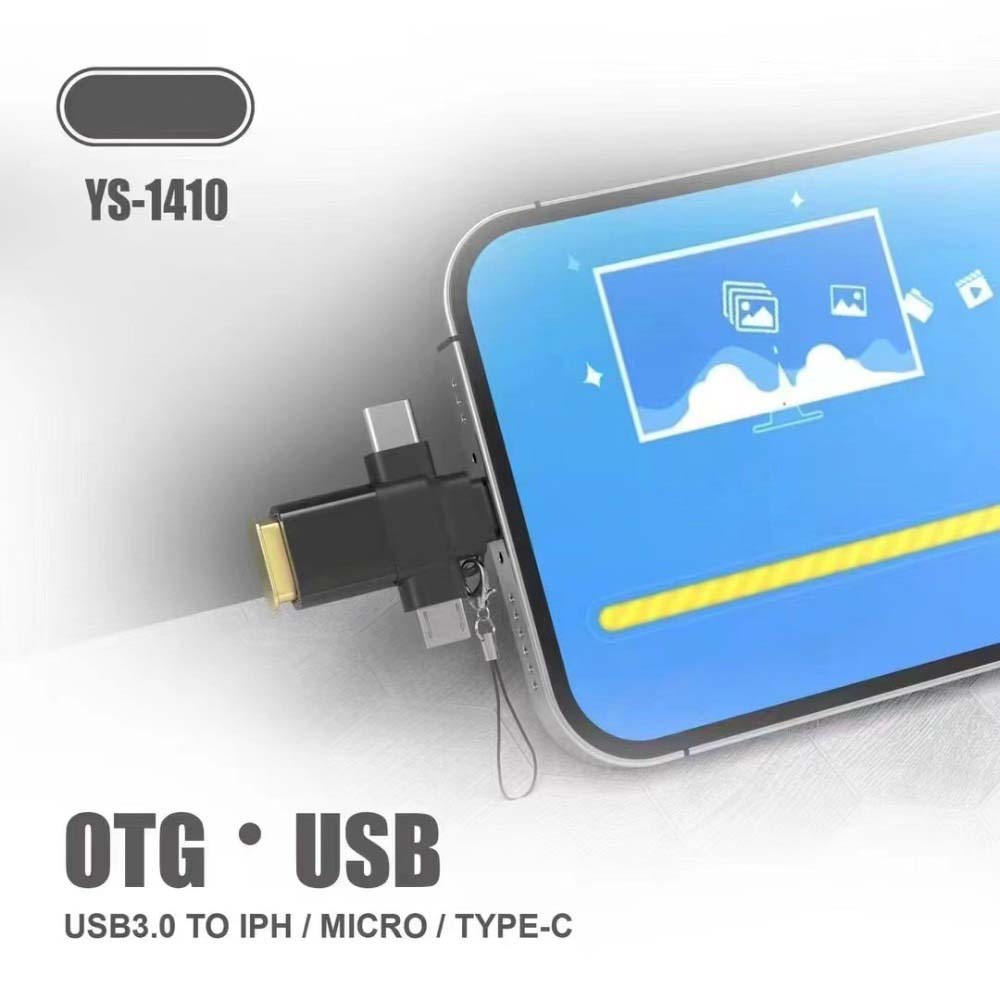 YS-1410 3-in-1 OTG Adapter - USB 3.0, SD/TF Card Reader & Charging Port for Smartphones, Tablets & Laptops