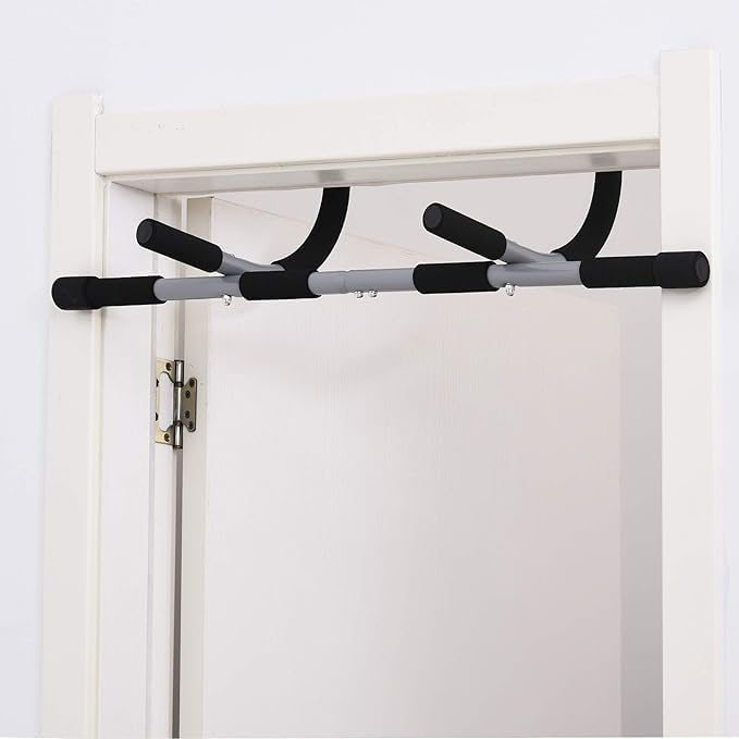 Multifunctional Door Pull-Up Bar | Steel and Foam Training Bracket for Home Workouts | Black and Grey