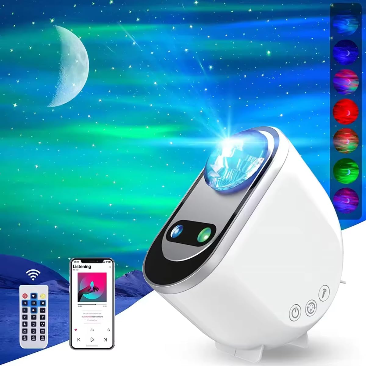 Galaxy Star Projector – 3-in-1 LED Northern Lights Aurora Projector with Bluetooth Speaker and White Noise