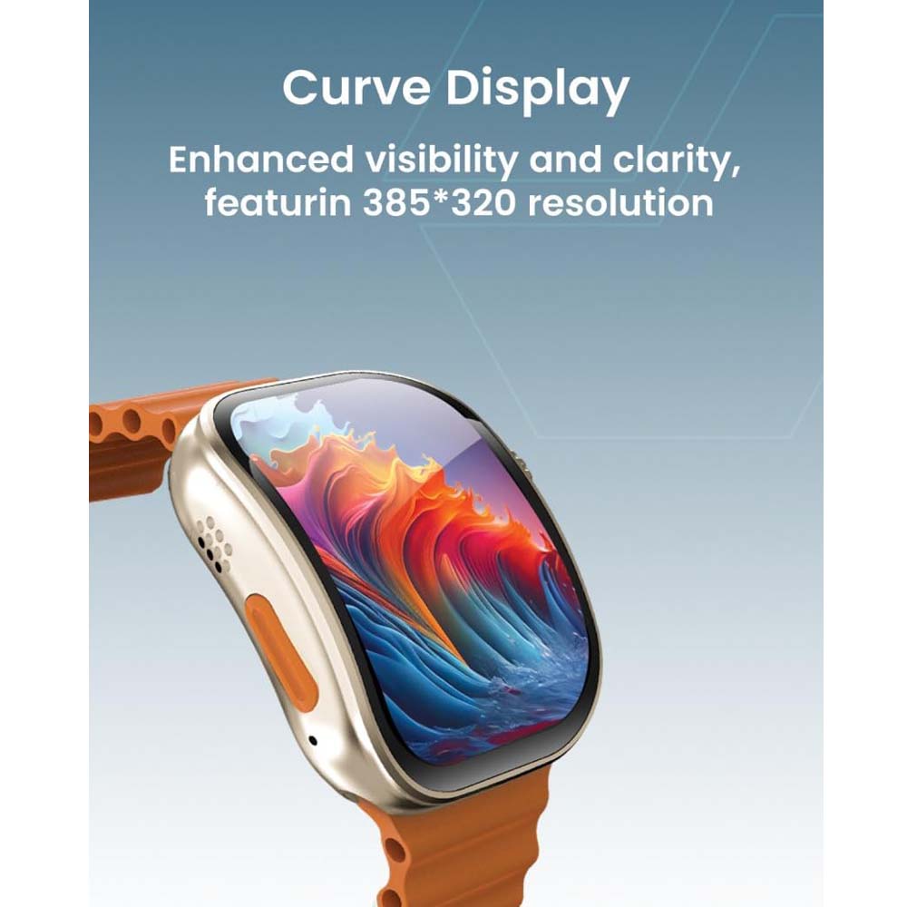 TC41 Curve Smartwatch - 2.01" AMOLED, GPT AI, Bluetooth Calls, Wireless Charging, IP68, Fitness Tracker (Orange)