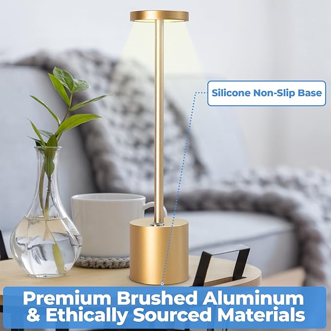 Cordless LED Table Lamp – Full Size Minimalist Design with Rechargeable Battery