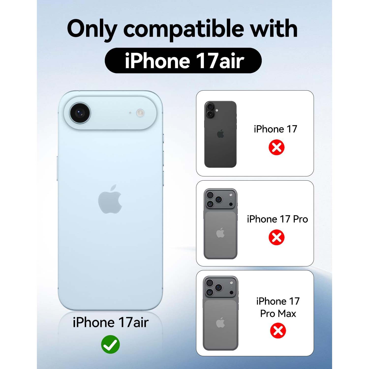 Crystal Clear Case for iPhone 17 Air 6.5" (2025) - Anti-Yellowing Hard Back, Slim Shockproof Bumper, Wireless Charging Compatible