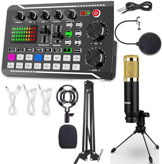 Ultimate Podcasting Ensemble – V9 Mixer, BM800 Microphone & Integrated Sound Card