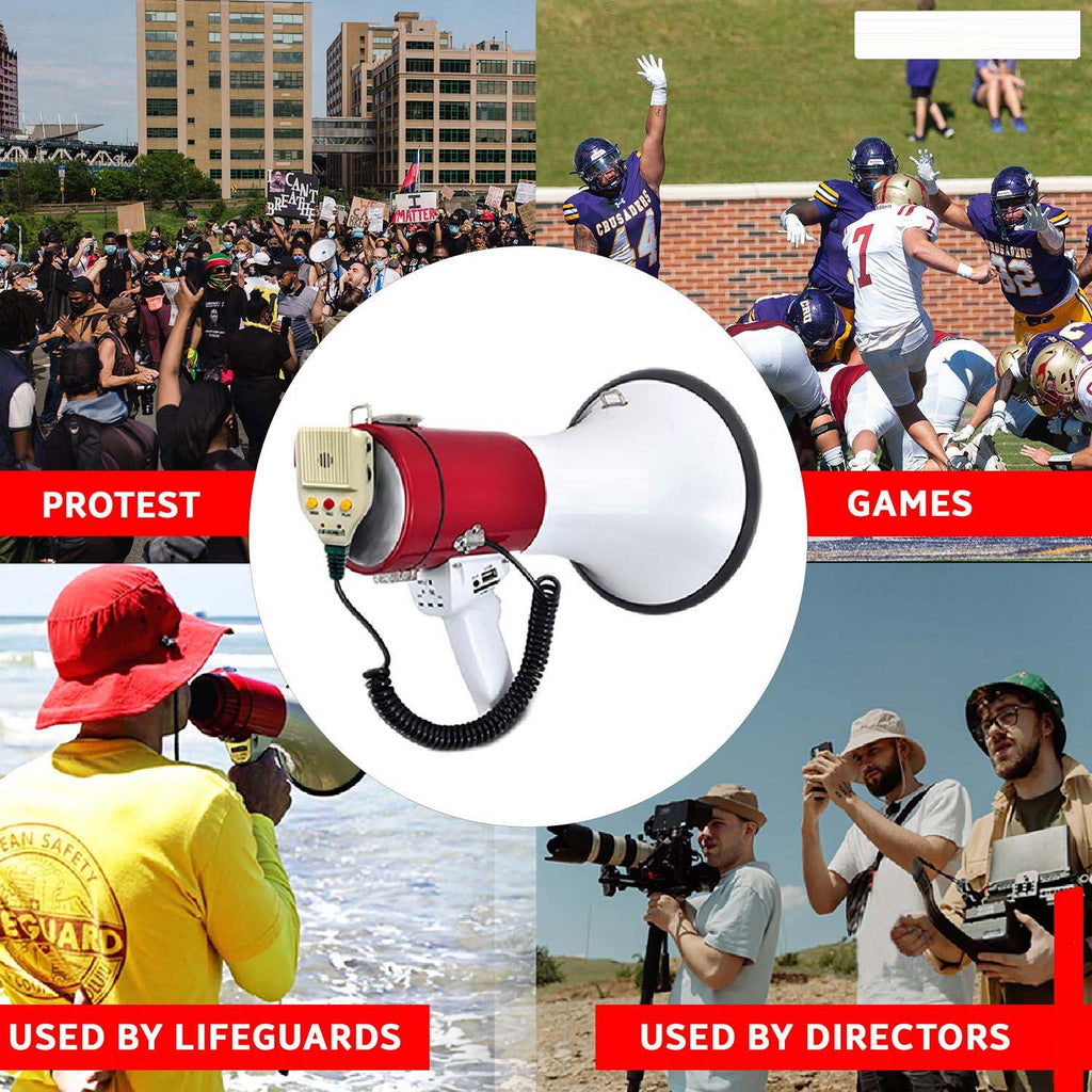 Portable Handheld Megaphone 50W high-power speaker with built-in siren & recording function for clear, long-range communication.