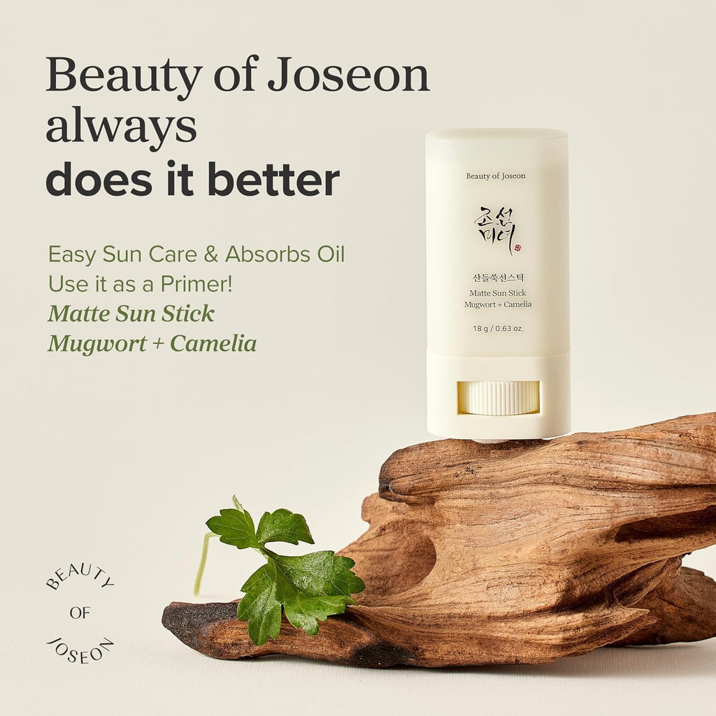 Beauty of Joseon Matte Sun Stick SPF 50 PA++++ – Lightweight Oil-Control Sunscreen with Mugwort & Camellia, Non-Greasy UV Protection, 18g