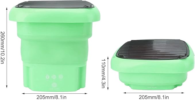 Portable Washing Machine | Mini Foldable Bucket Washer & Dryer Combo | Small Washer with Soft Spin Dry & Drainage Pipe for Underwear, Socks, Baby Clothes, Apartment, Dorm, Laundry (Green)