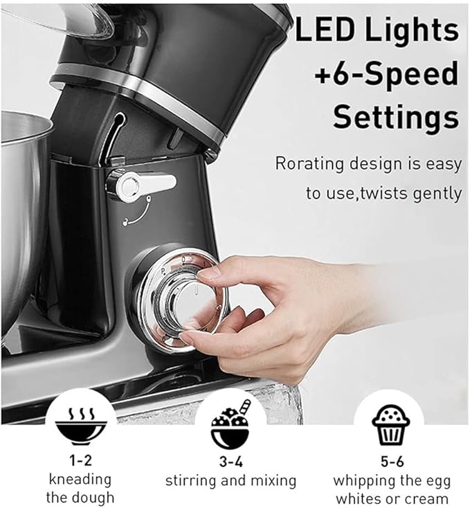 Electric Stand Mixer | Multifunctional Planetary Blender & Food Processor | Perfect Kitchen Appliance and Gift for Housewives (Color: Black)