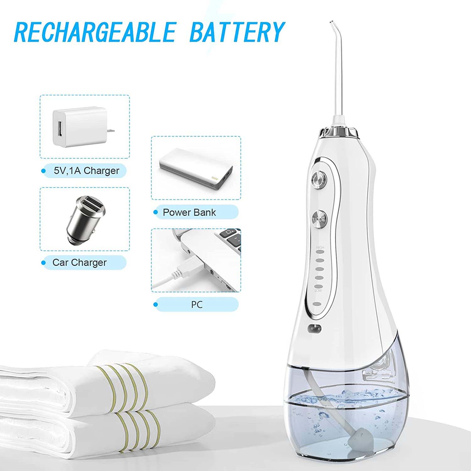 Portable Dental Water Flosser | 300ml White Edition | Advanced Oral Care