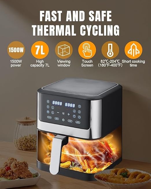 Smart Air Fryer – 1500W with Visible Cooking Window, Removable Basket, and Precise Timer & Temperature Control