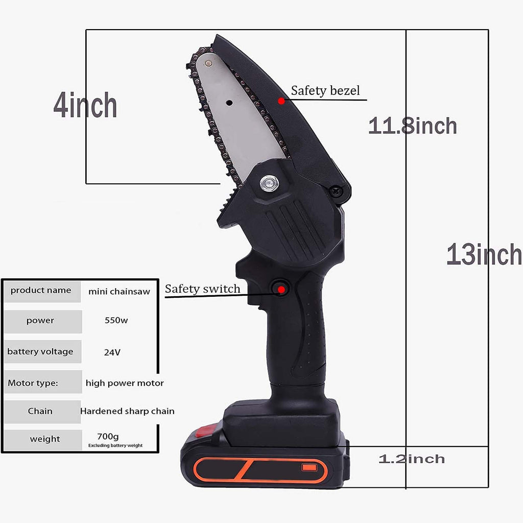 Brushless Cordless Chainsaw - Mini Electric Handheld Chainsaw with Safety Lock for Tree Branch Cutting