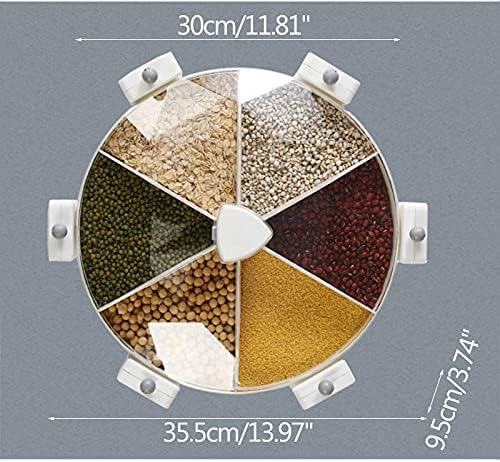 Wall-Mounted 6-Grid Dry Food Dispenser | Cereal, Rice, Candy, Coffee Bean, Snack, and Grain Storage Container